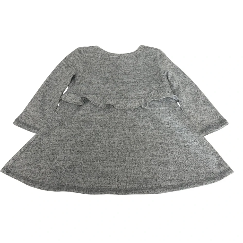 Baby Gap Toddler Girls Gray Heathered Ruffle Long Sleeve A-Line Dress 18-24M